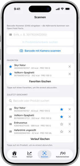 Bild aus der App: der Barcode-Scanner